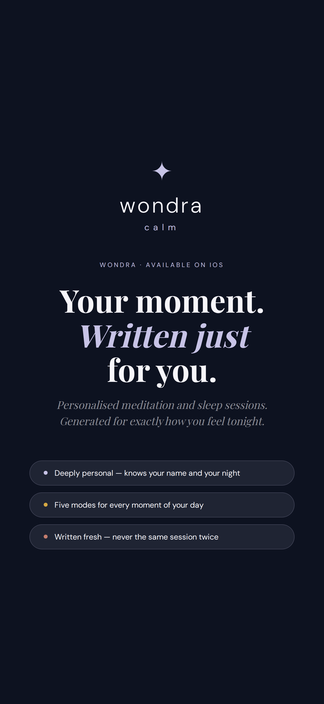 WondraCalm welcome screen