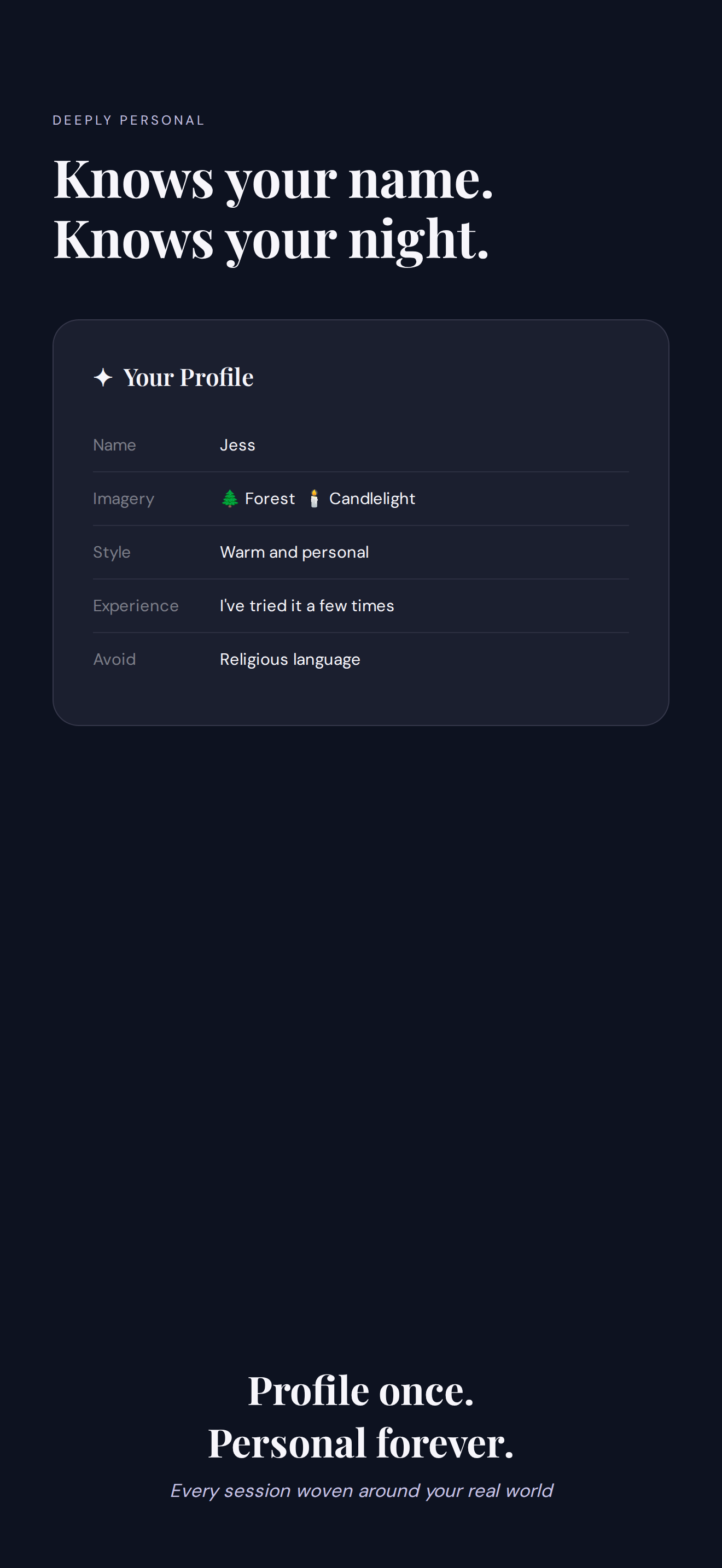 WondraCalm personal profile